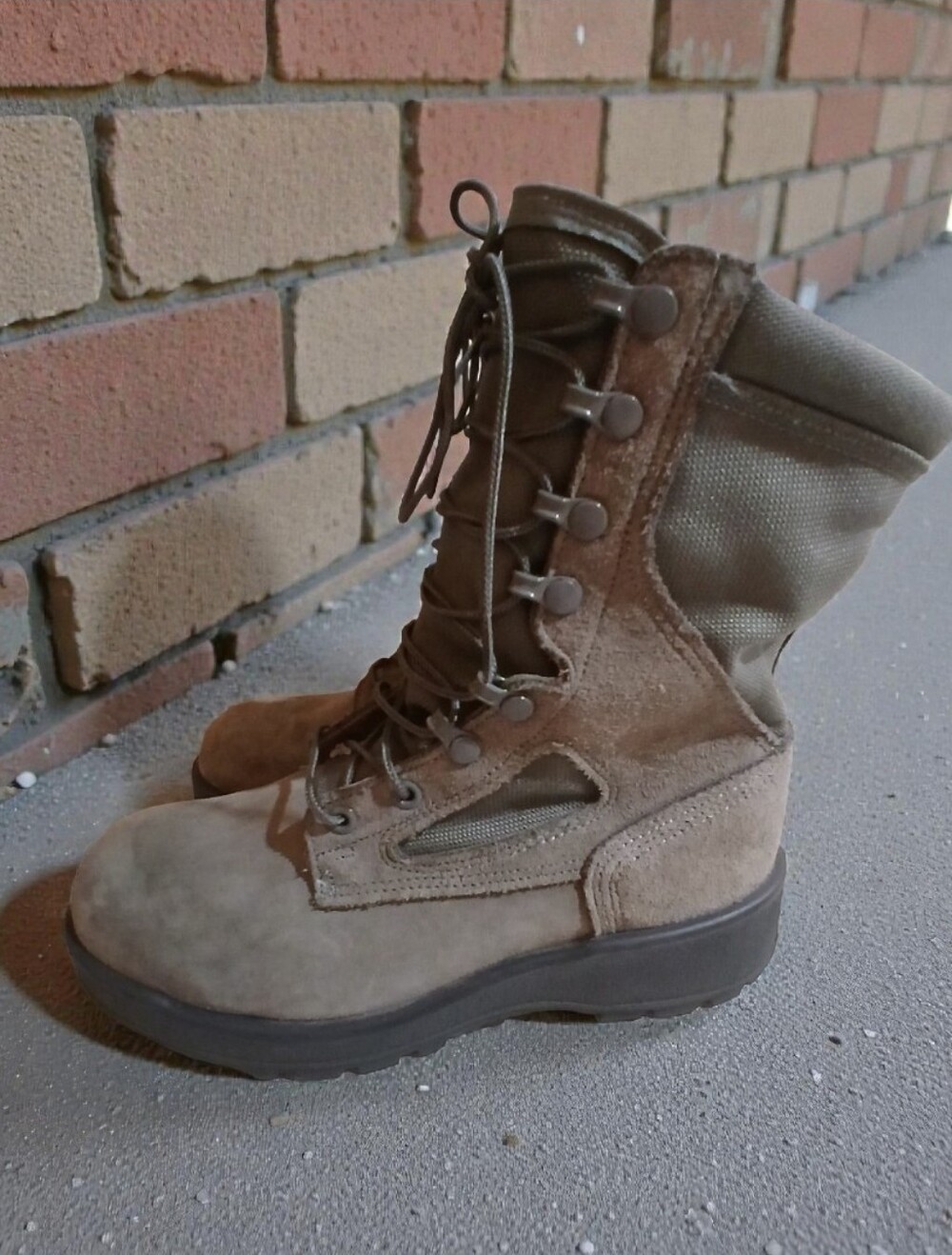 Wellco Air Force TW Sage Green Leather/Suede Military Boots Steele Toe Size 6XW